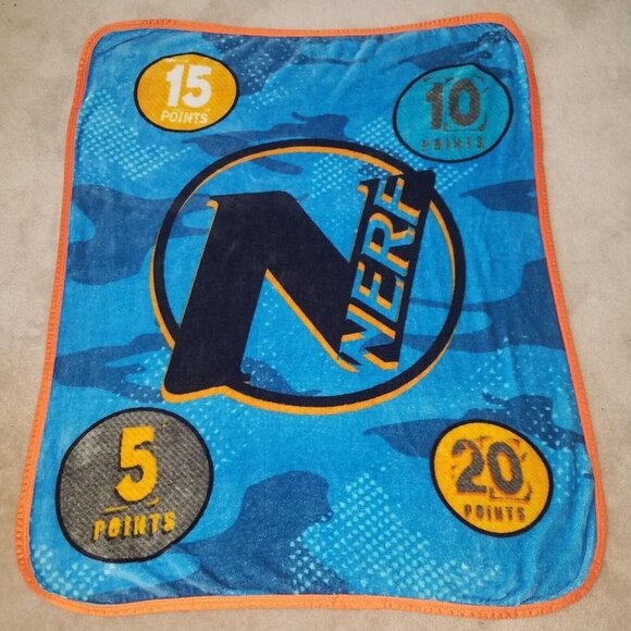 Nerf Fleece Blanket Throw Blue Orange Franco Hasbro 2020 - Picture 1 of 5
